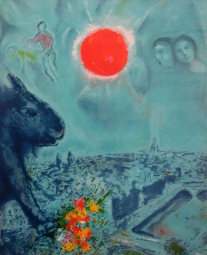 Marc Chagall Painting - El sol sobre París contemporáneo Marc Chagall